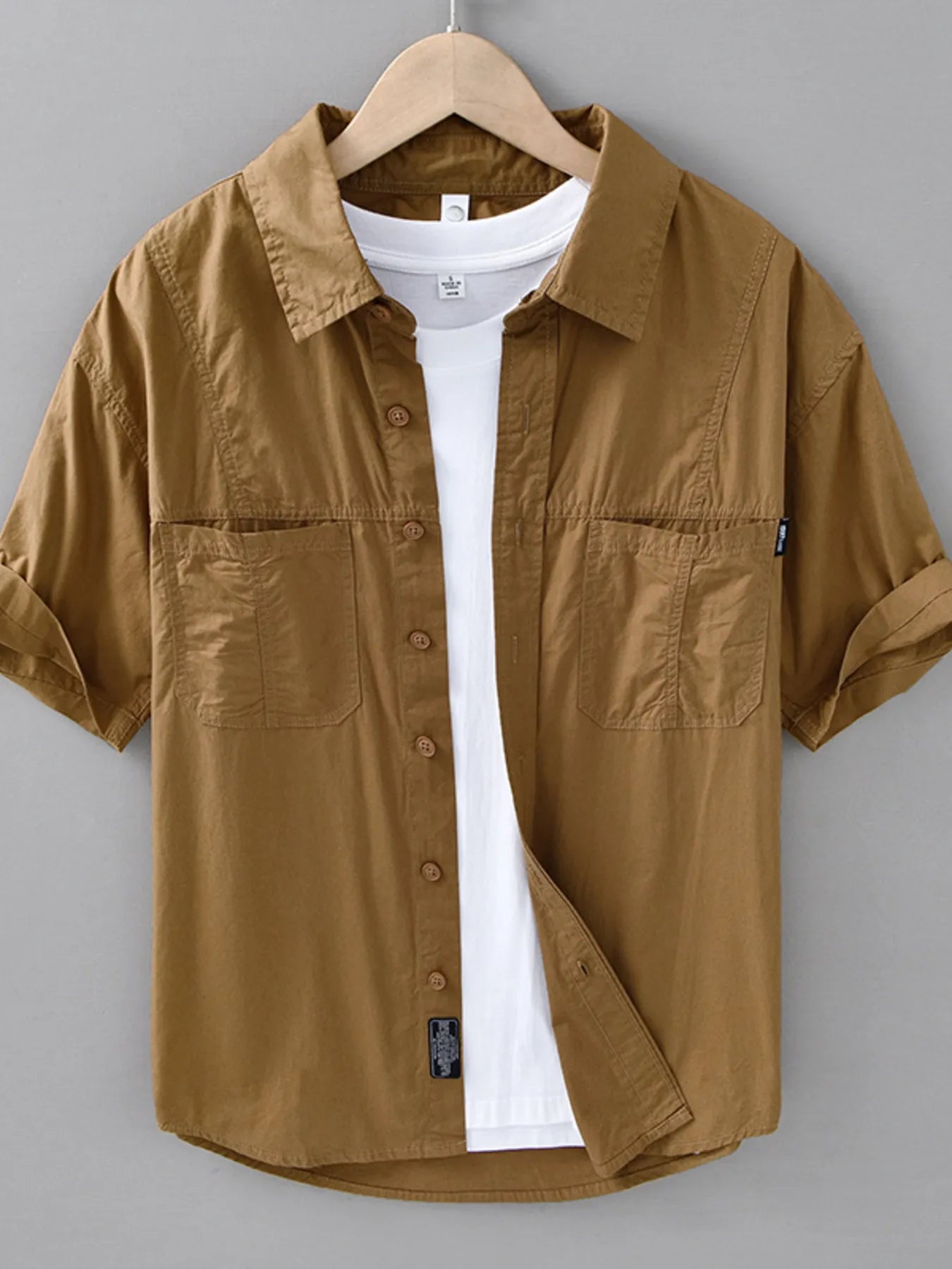 Men's Plus Size Casual Short Sleeve Button-Down Shirt - cas7m