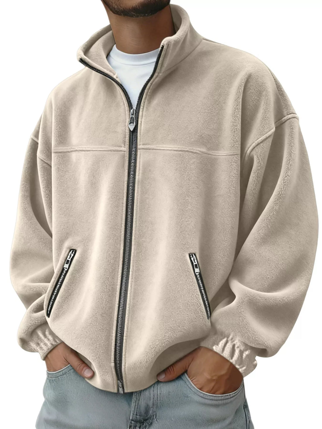 Men's Full Size Zip Up Long Sleeve Outerwear Plus Size - cas7m