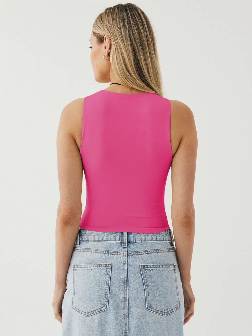 Round Neck Cropped Tank - cas7m
