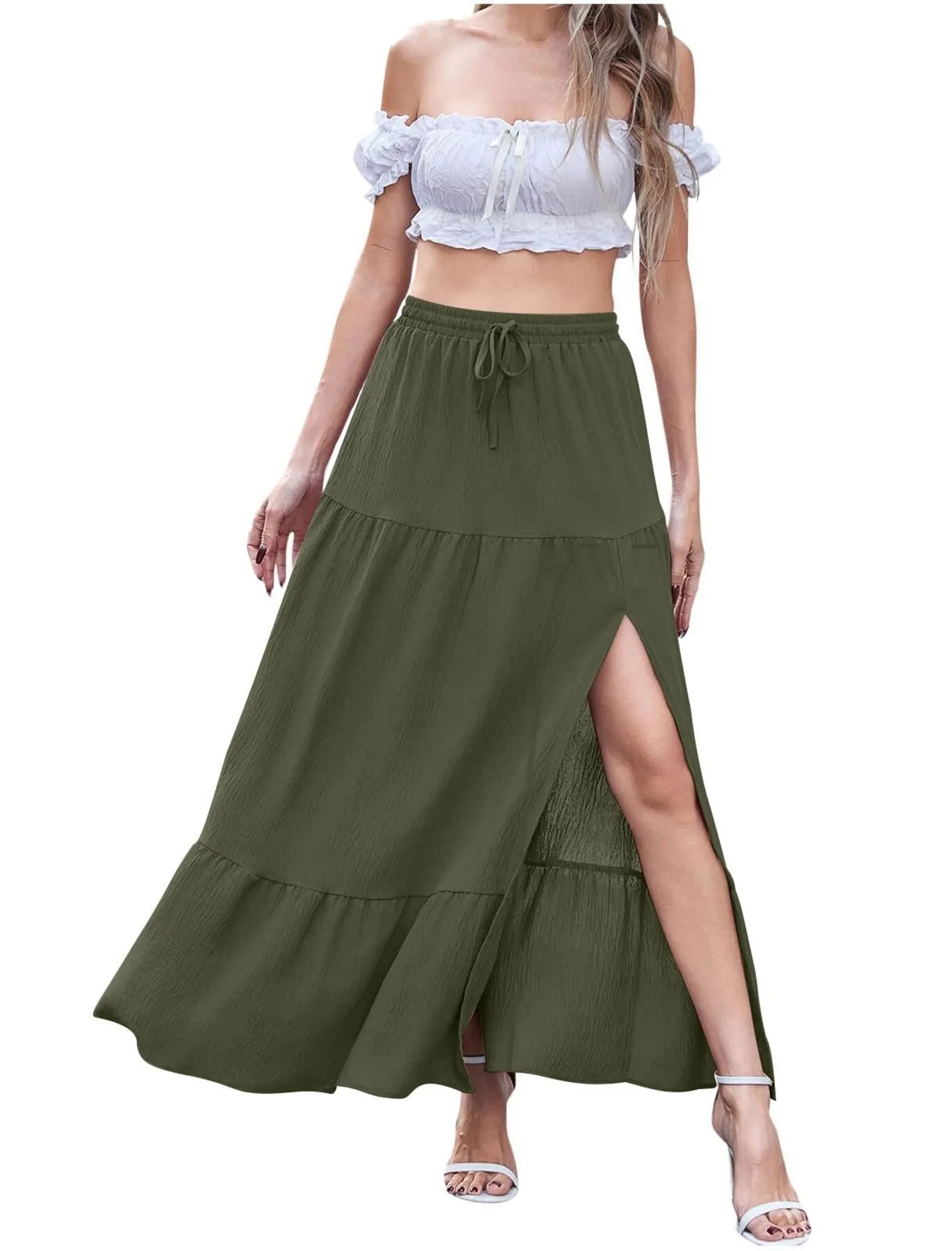 Full Size Slit Maxi Skirt Plus Size - cas7m