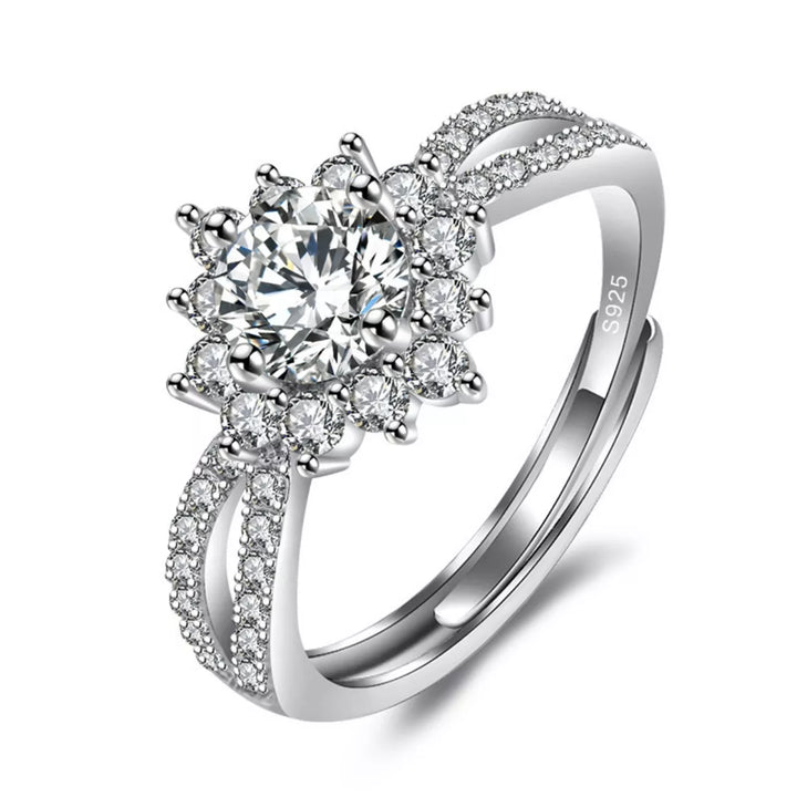 1 Carat Moissanite 925 Sterling Silver Flower Ring - cas7m
