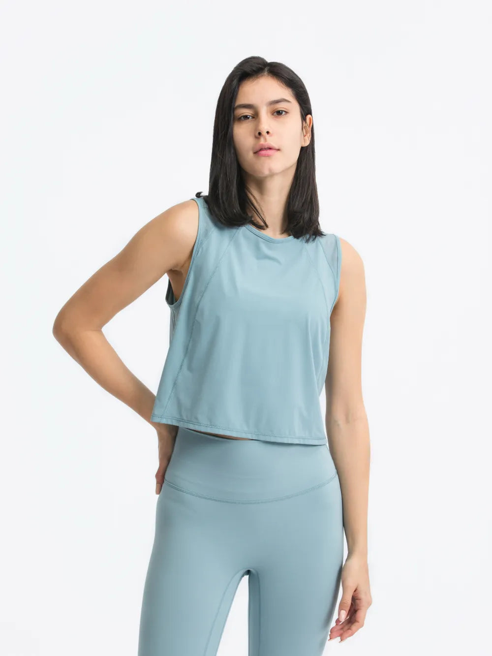 Millennia Round Neck Cropped Active Tank - cas7m