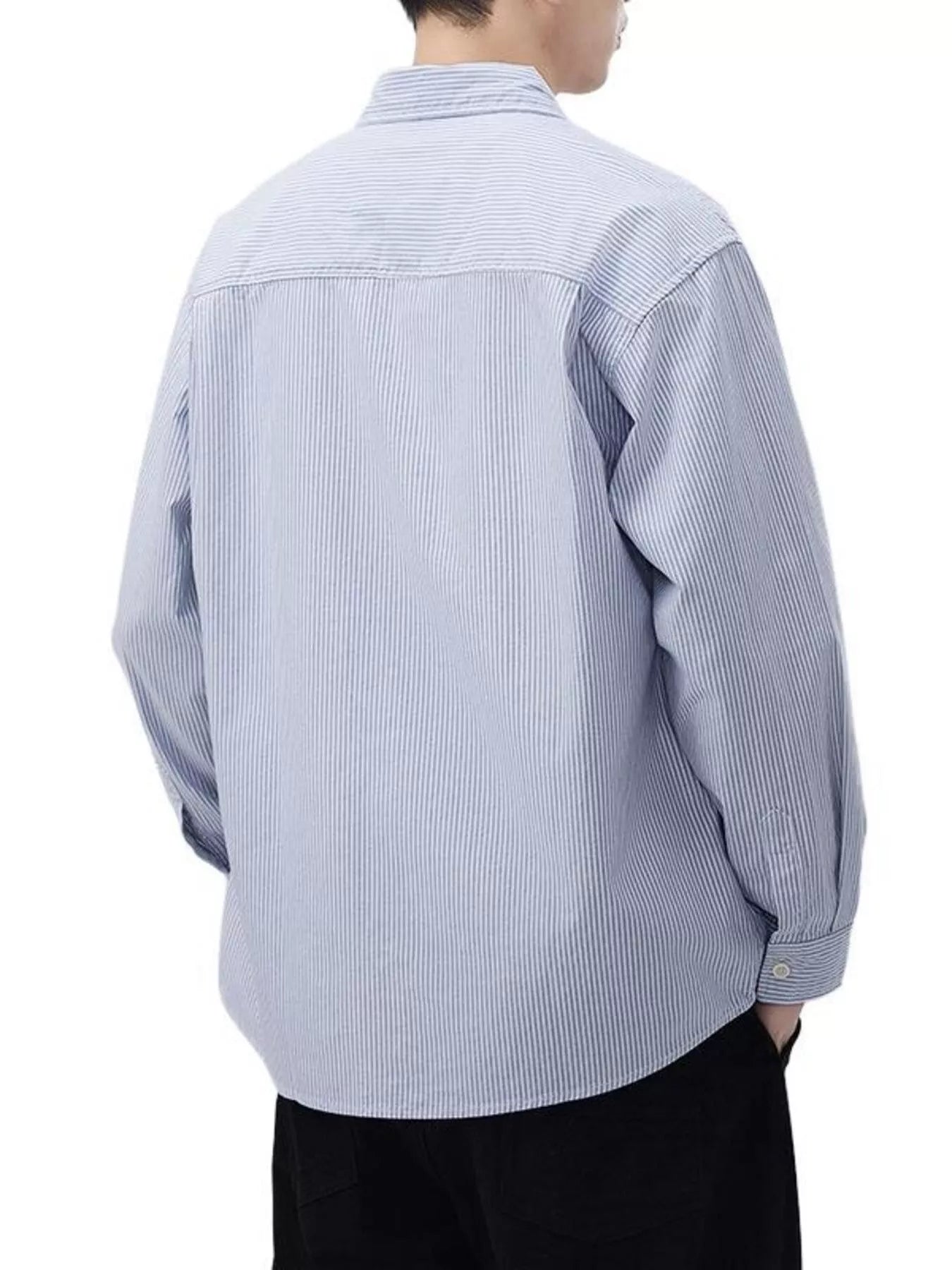 Men's Plus Size Button Up Long Sleeve Shirt - cas7m