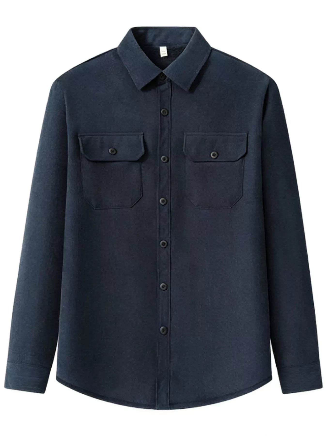 Men's Plus Size Button Up Long Sleeve Shirt - cas7m