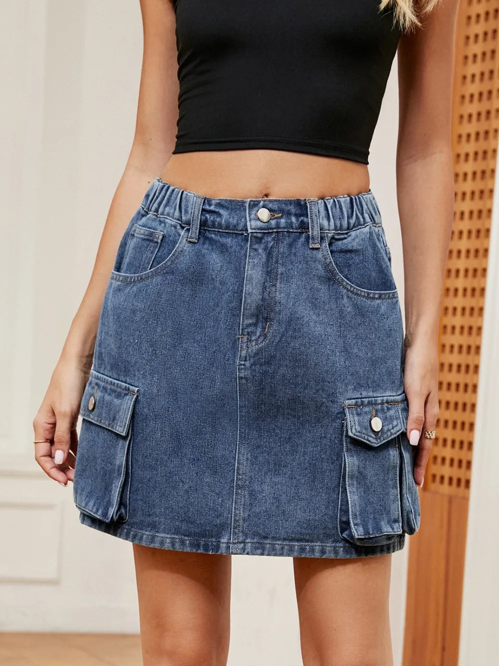 High Waist Denim Skirt - cas7m