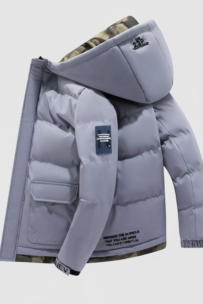 Men's Plus Size Hooded Padded Zip Up Coat - cas7m