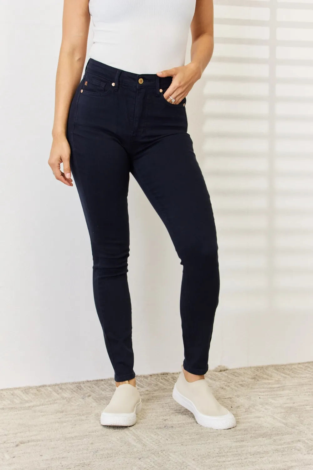 Judy Blue Full Size Garment Dyed Tummy Control Skinny Jeans - cas7m