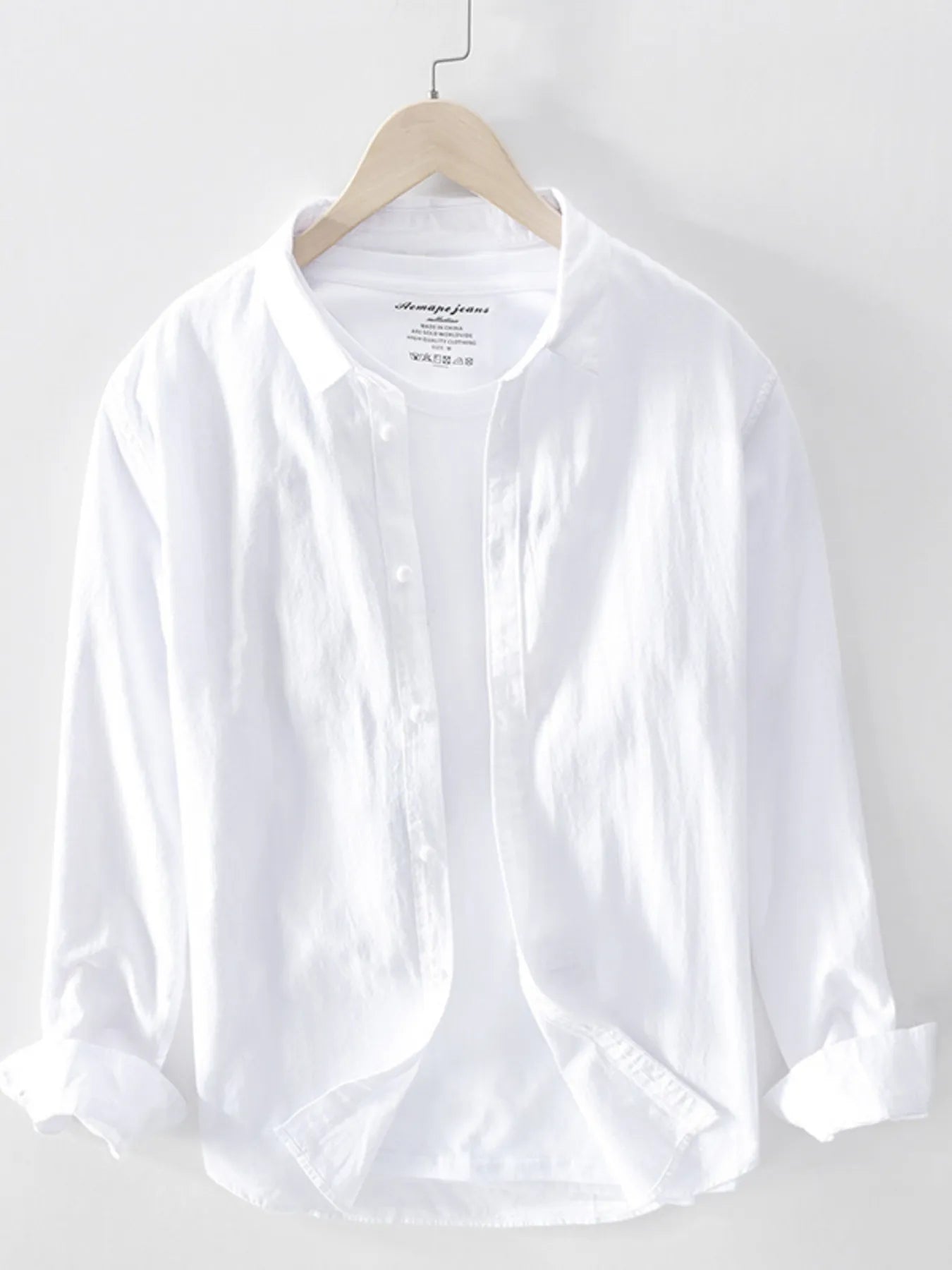 Men's Plus Size Long Sleeve Button-Up Shirt - cas7m