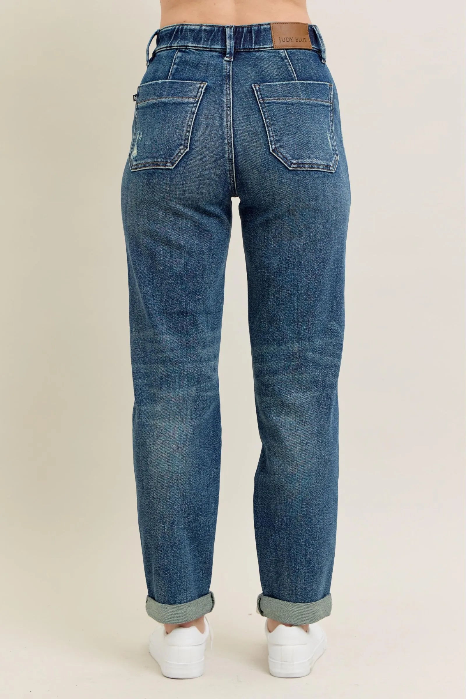 Judy Blue Full Size HW Vintage Wash Jeans w/ Drawstring Plus Size - cas7m