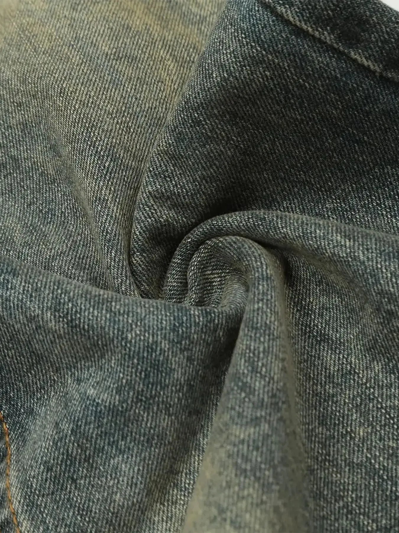 Men's Distressed Washed Straight Jeans - cas7m
