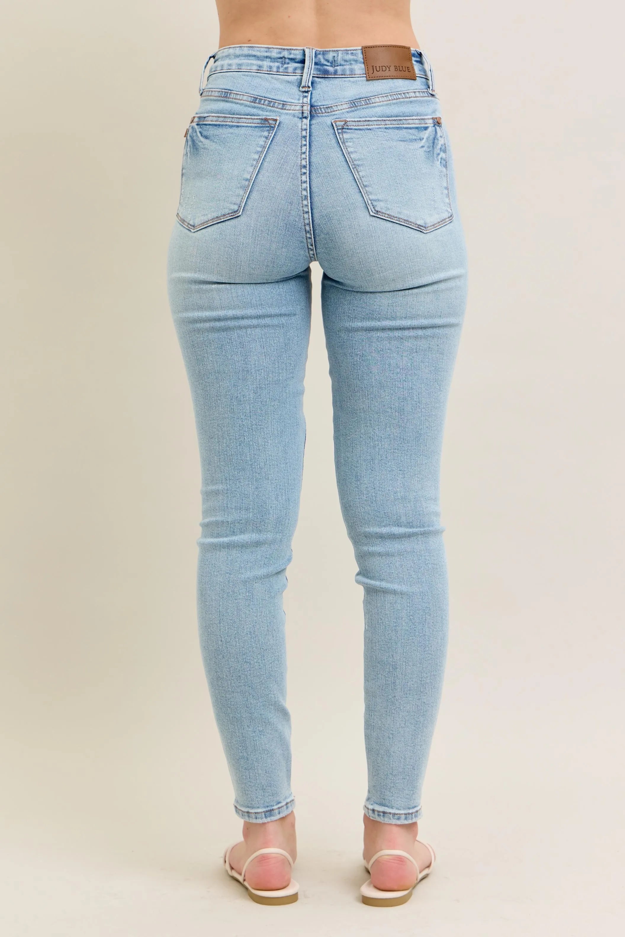 Judy Blue Full Size Mr Tummy Control Vintage Wash Skinny Jeans Plus Size - cas7m