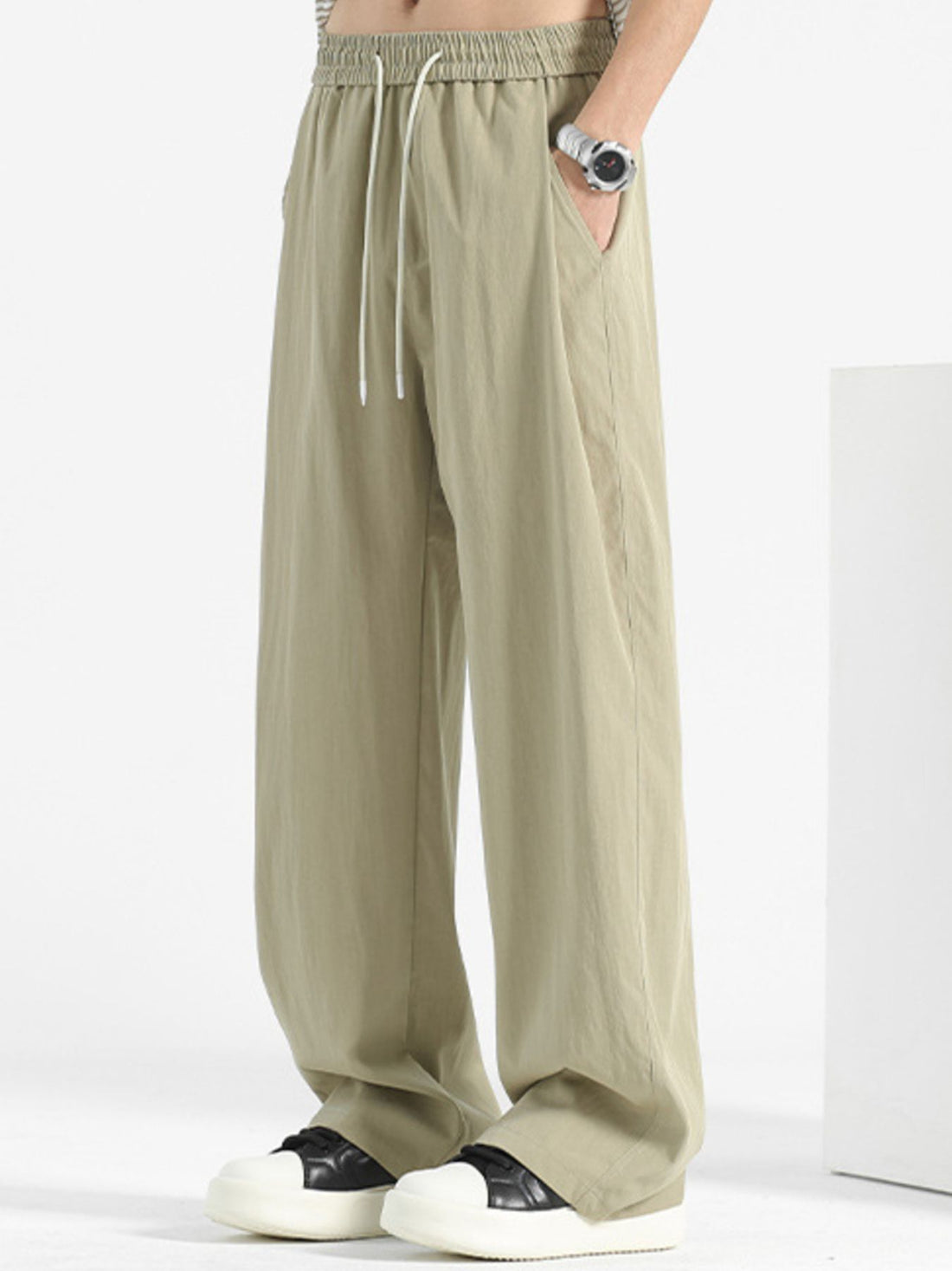 Men's Plus Size Loose Fit Drawstring Casual Pants - cas7m