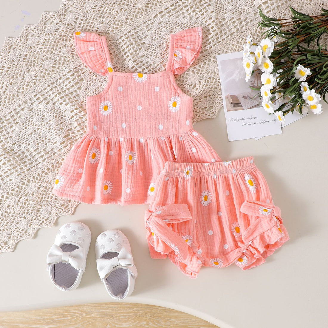 Womens Flared-Sleeve Short-Sleeve Shorts Set - cas7m