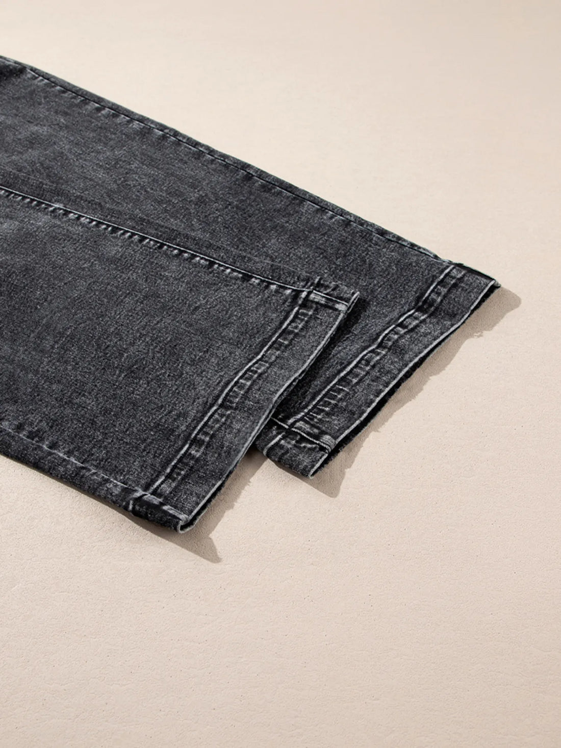 High-Waisted Wide Leg Washed Jeans - cas7m