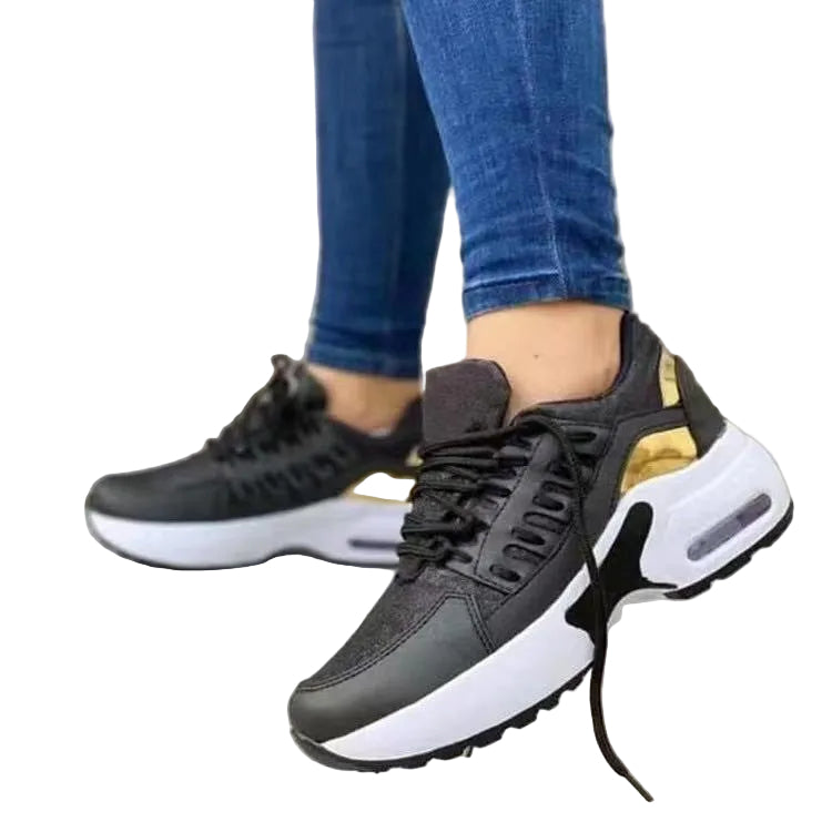 Lace Up Sneakers Women Wedge Heel Running Sports Shoes - cas7m