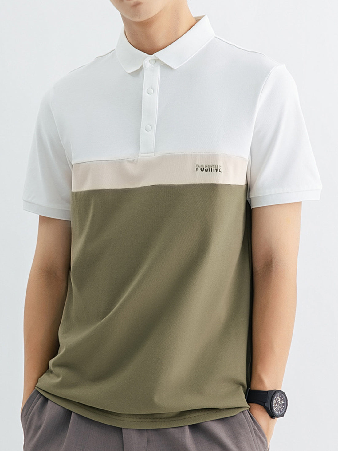 Men's Plus Size Color Block Short Sleeve Casual Polo - cas7m