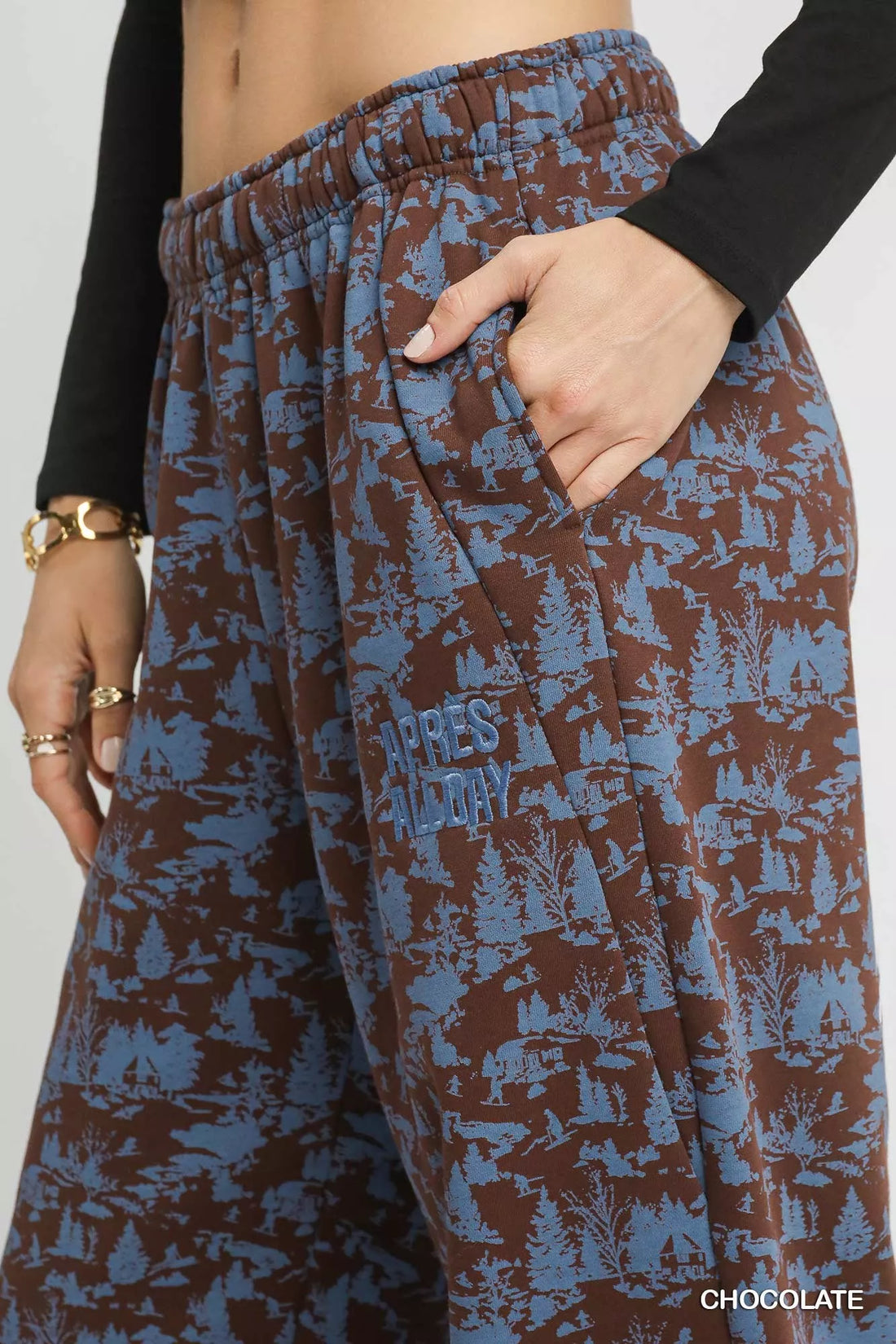 Umgee Scenic Print Casual Sweatpants - cas7m