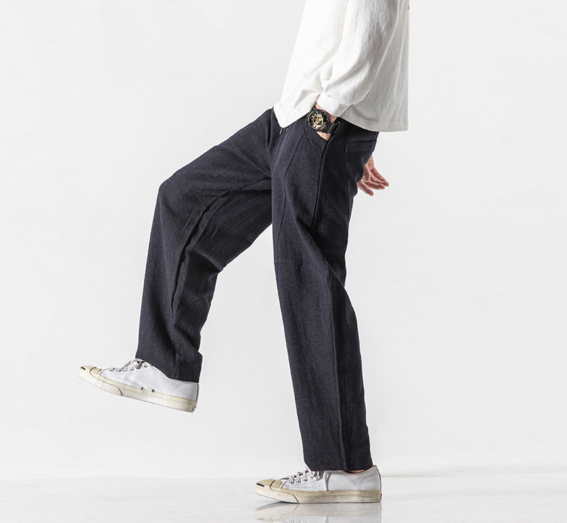Cotton-linen Mens Pants Linen Pants Loose-fit - cas7m