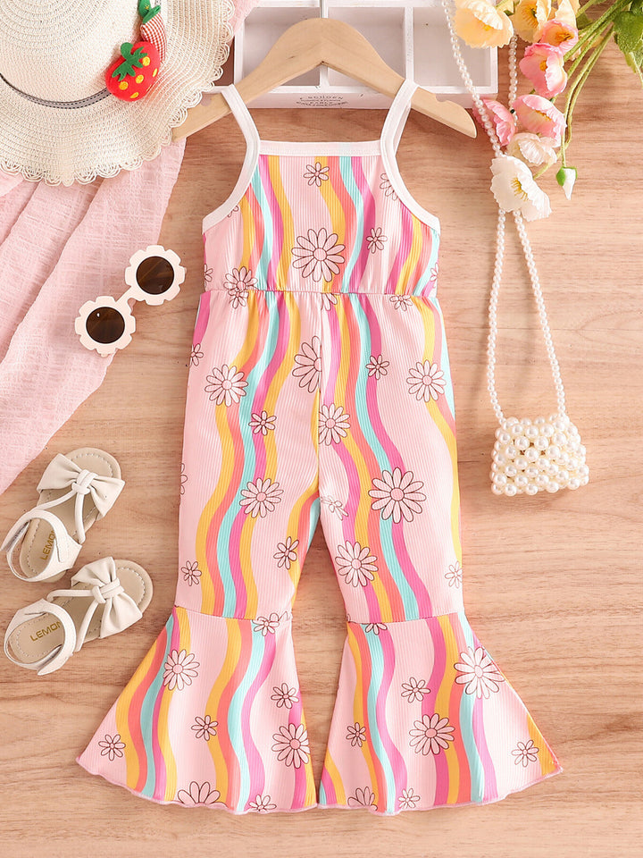 Children's Floral Print Flare Leg Jumpsuit - cas7m