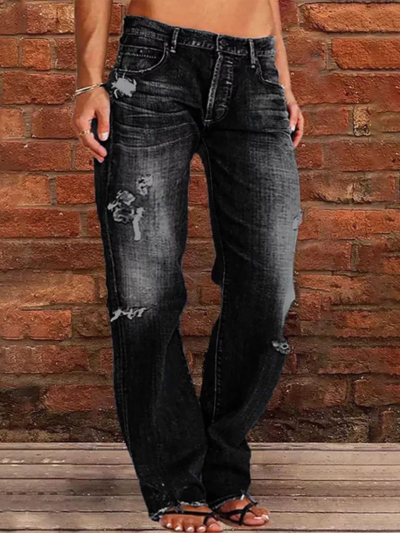 Distressed Loose Fit Jeans - cas7m
