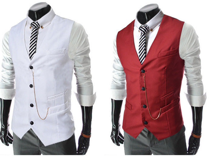 Men's Metal Chain Slim Business Vest Casual Vest - cas7m