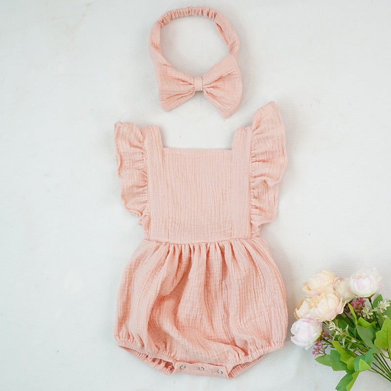 Ruffled short-sleeved girl romper wrinkle bag fart clothing - cas7m