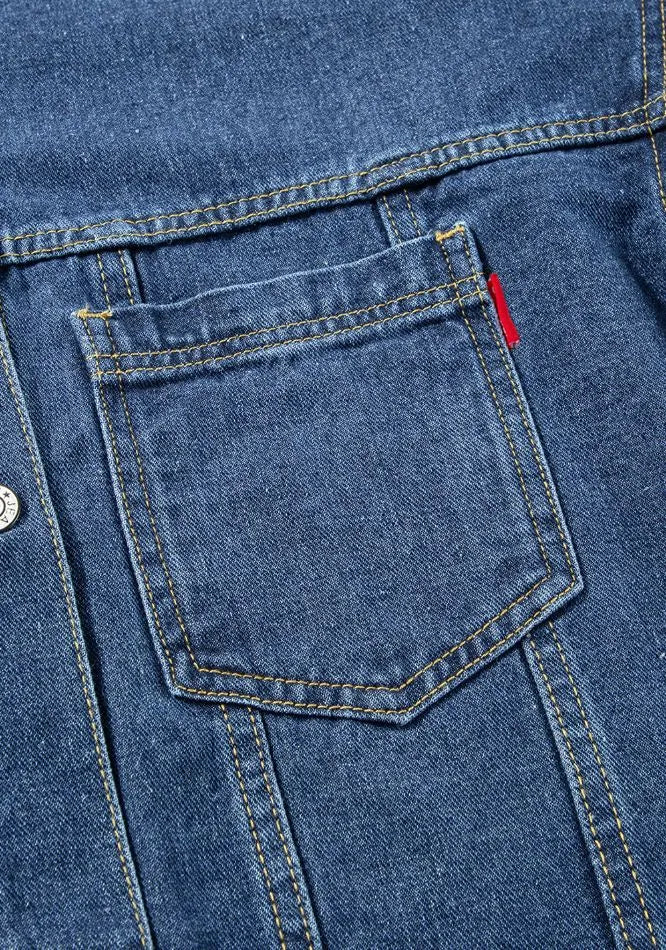 Pocketed Button Up Denim Jacket - cas7m