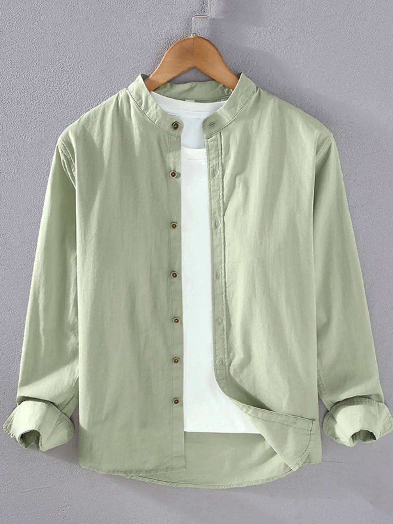 Men's Plus Size Button Up Long Sleeve Shirt - cas7m