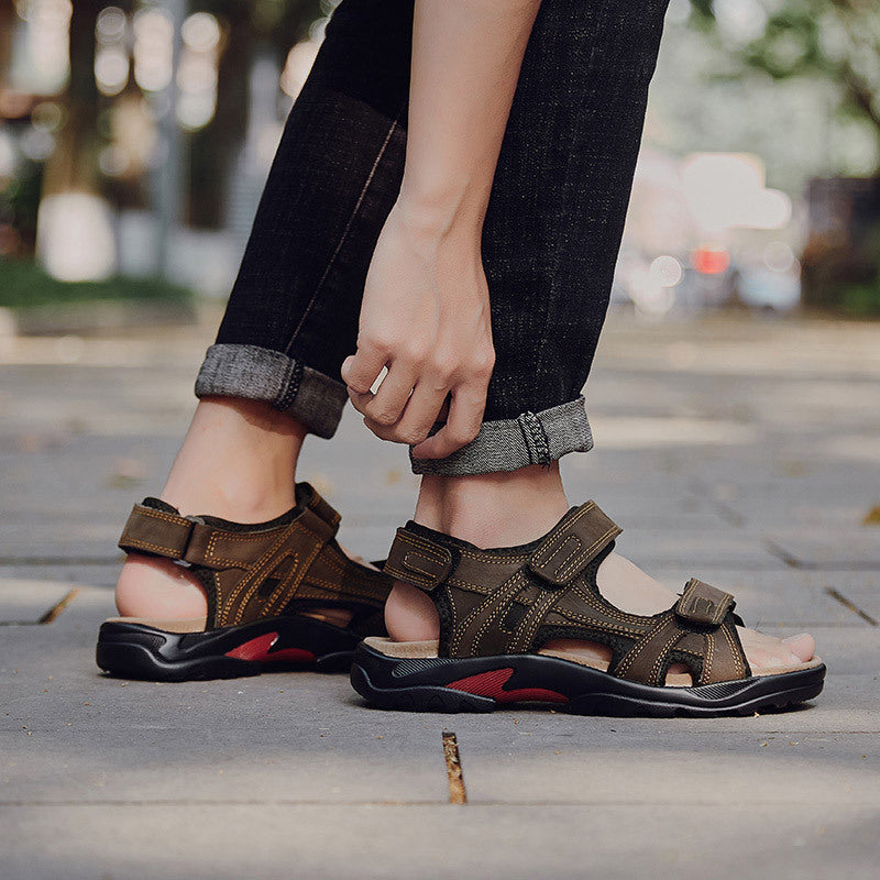 Outdoor Sandals Beach Leather Roman Sandals - cas7m