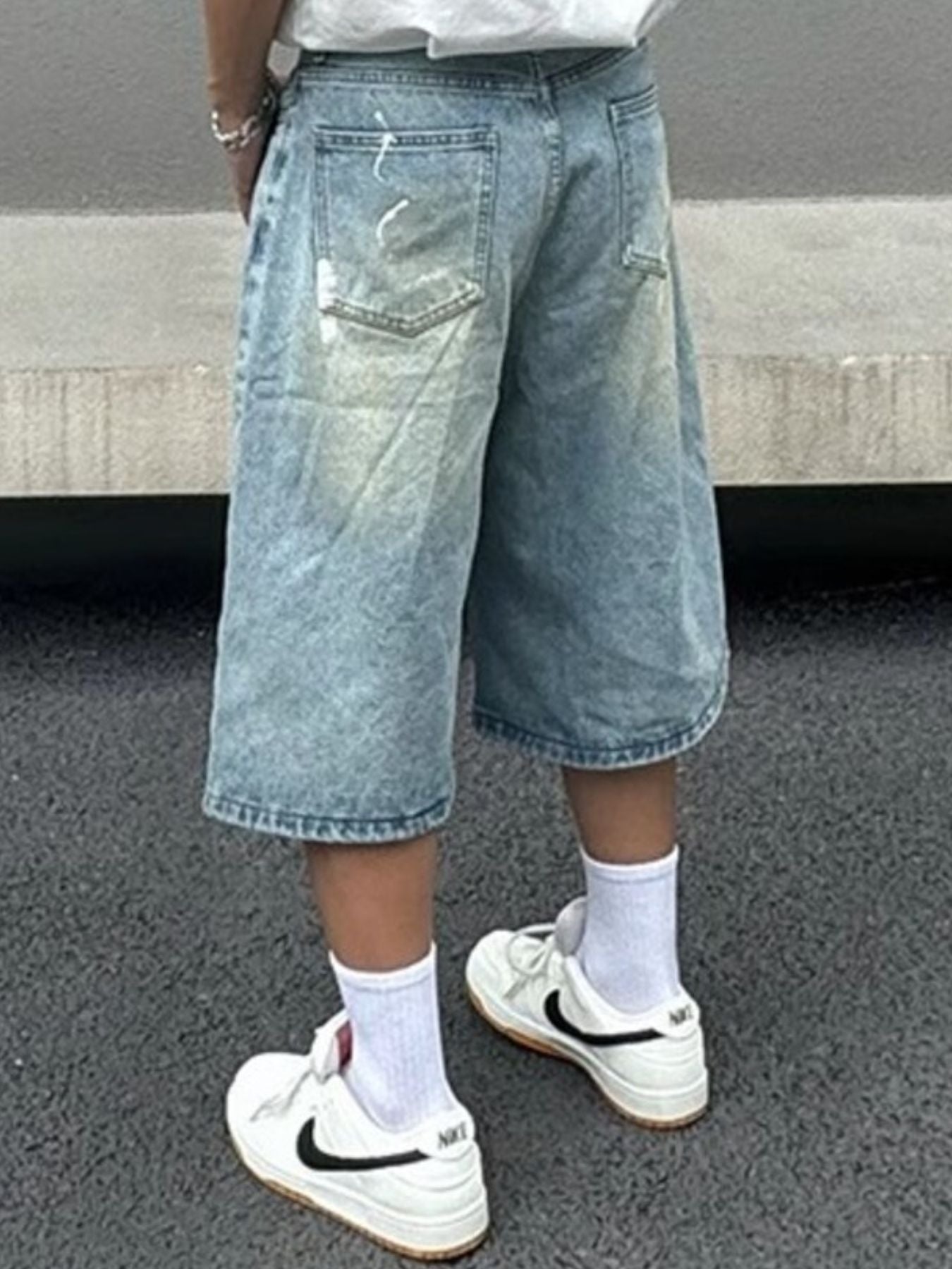 Men's Plus Size Wide-Leg Denim Shorts - cas7m
