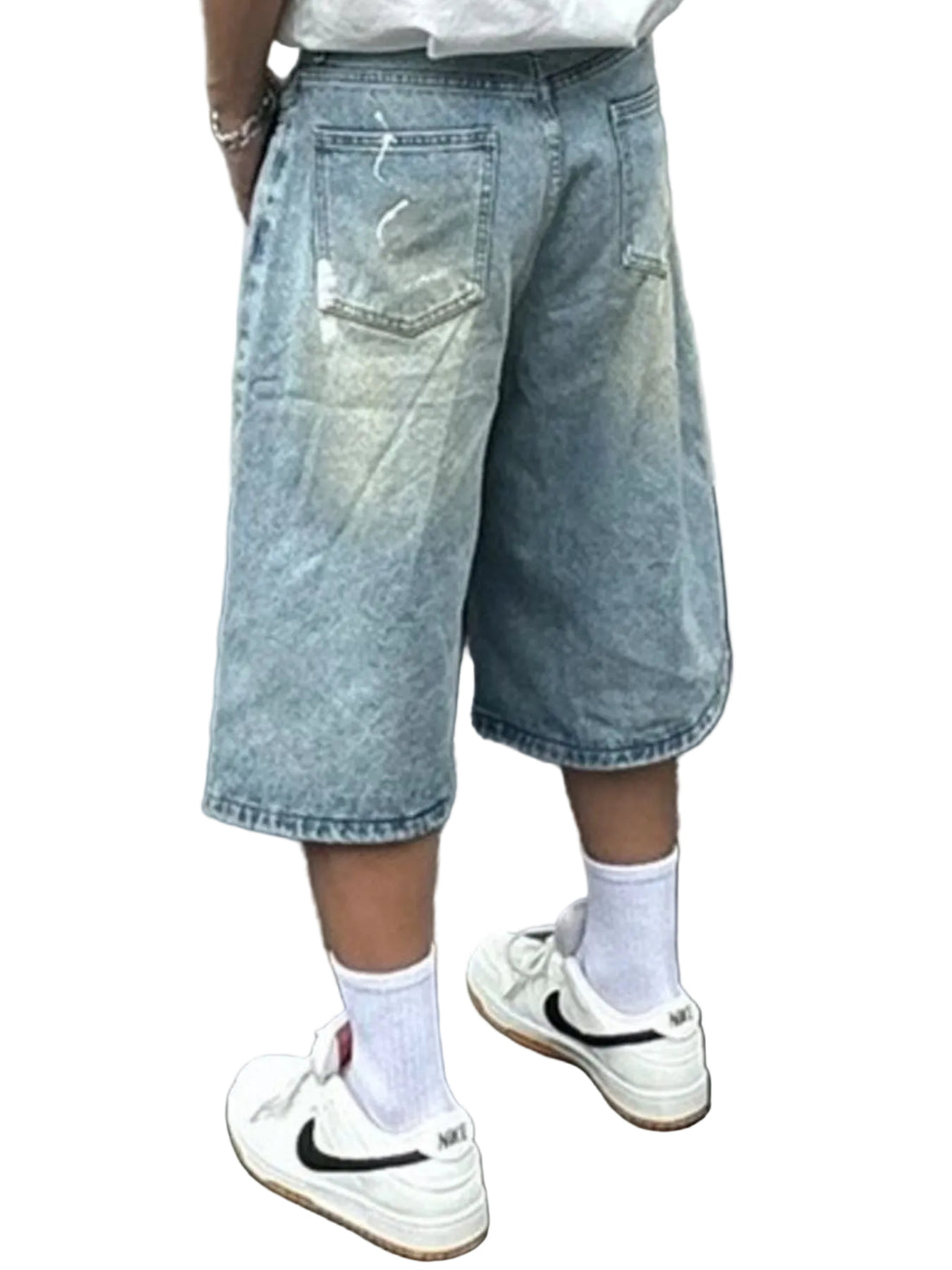 Men's Plus Size Wide-Leg Denim Shorts - cas7m