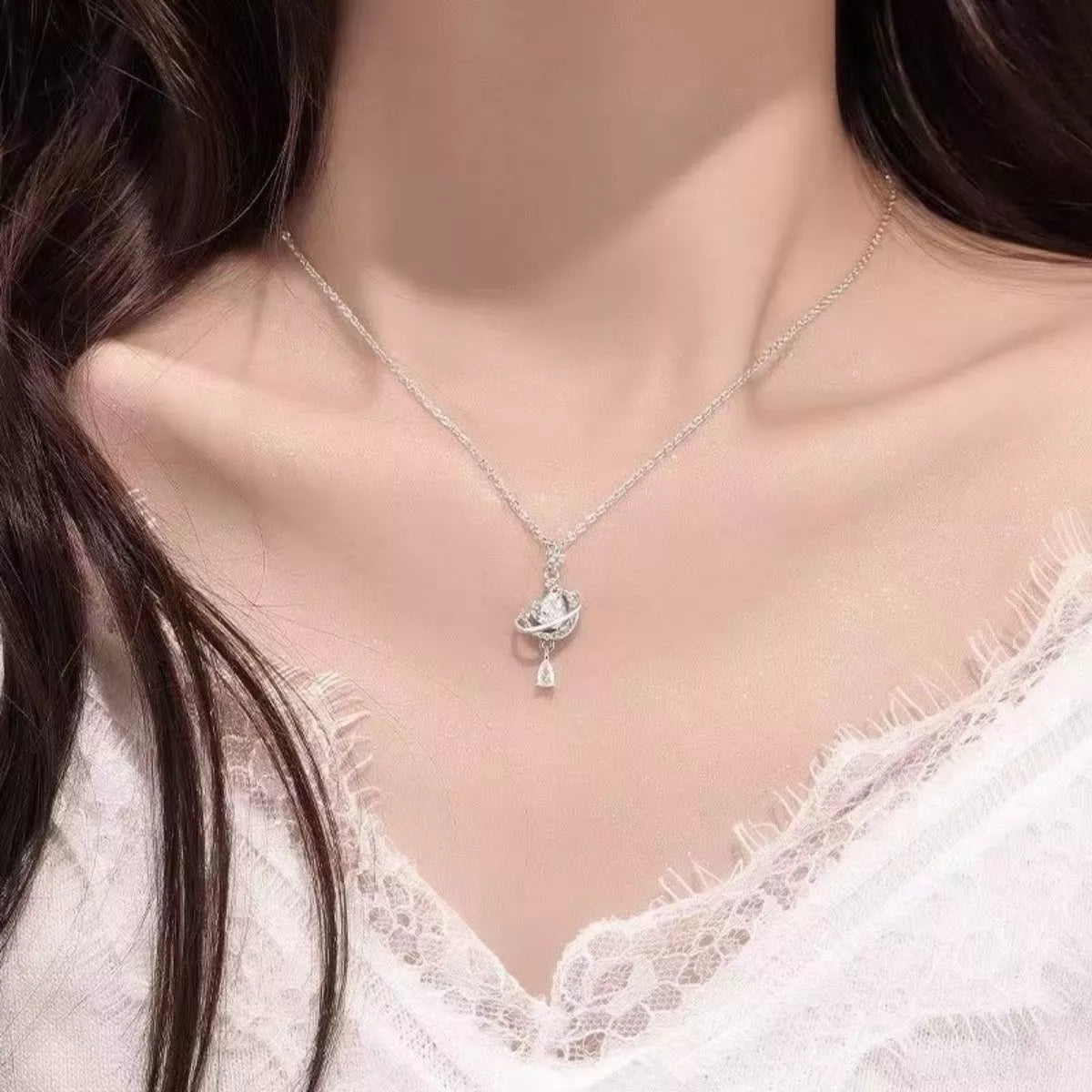 Planet Heart Pendant Necklace - cas7m