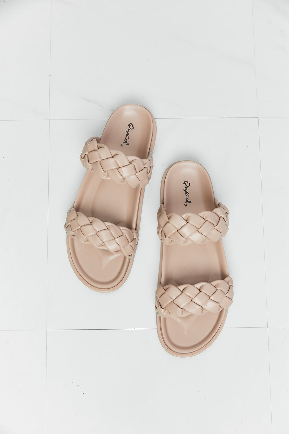 Qupid Braided Open Toe Slippers - cas7m