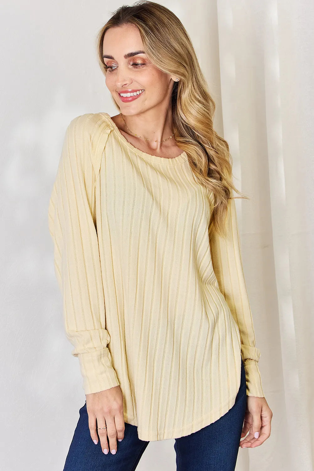 Ribbed Basic Stretch Top – Versatile & Comfy Poly Blend - cas7m