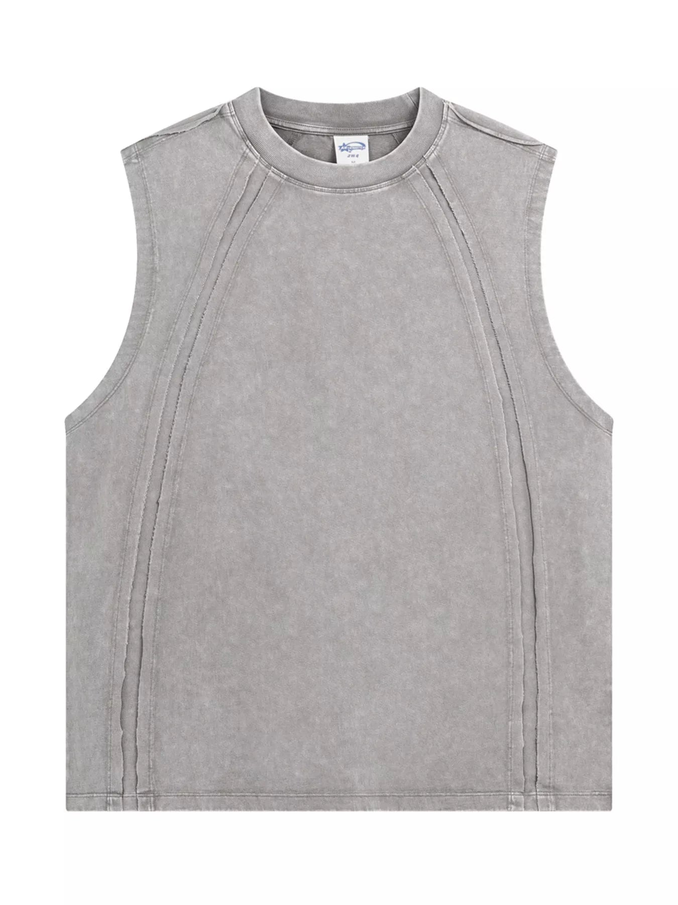 Men's Vintage Washed Round Neck Tank Top - cas7m
