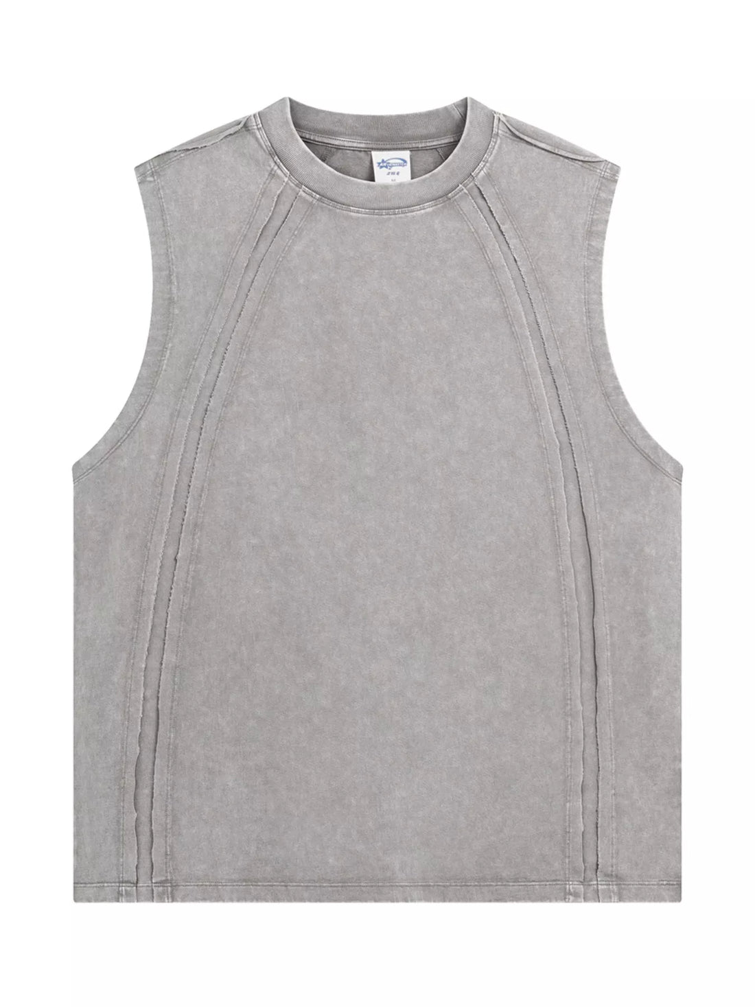 Men's Vintage Washed Round Neck Tank Top - cas7m