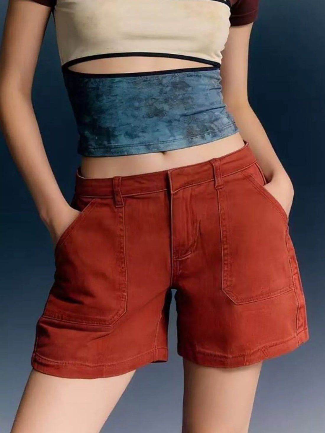 Pocketed Denim Shorts - cas7m