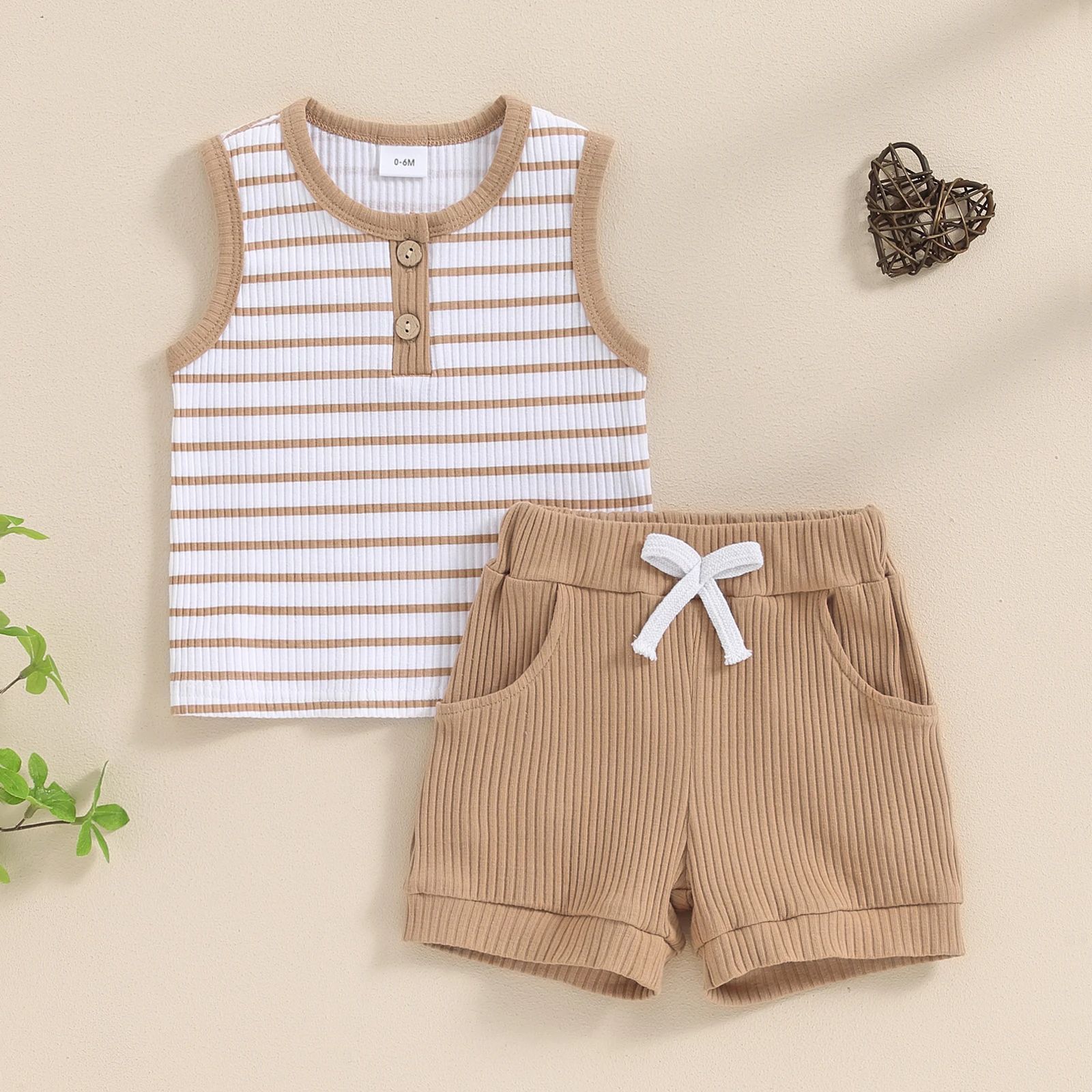 Boys' Fashion Round Neck Top Sports Shorts Suit - cas7m