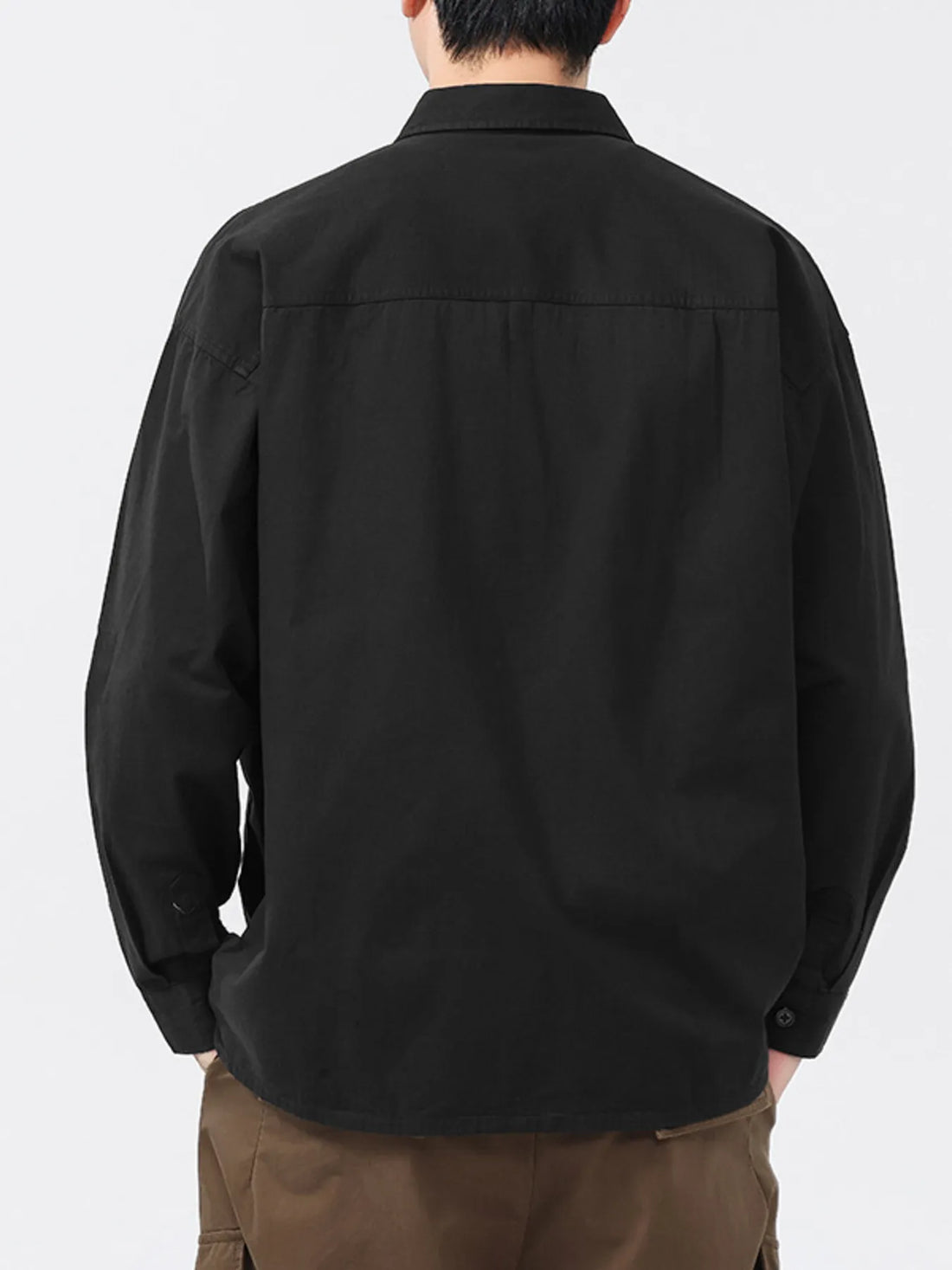 Men's Plus Size Button-Up Long Sleeve Shirt - cas7m