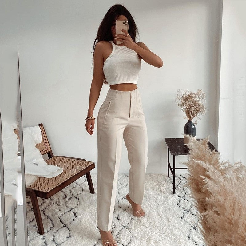 Women's Casual Fashion Straight Leg Pants - cas7m