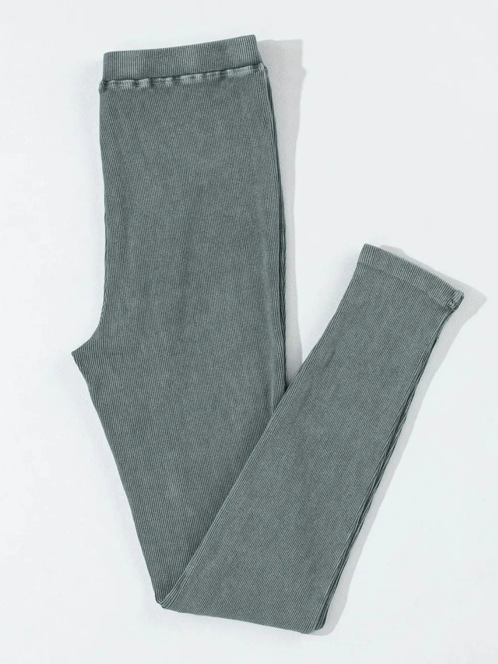 Ribbed Elastic Waist Leggings - cas7m