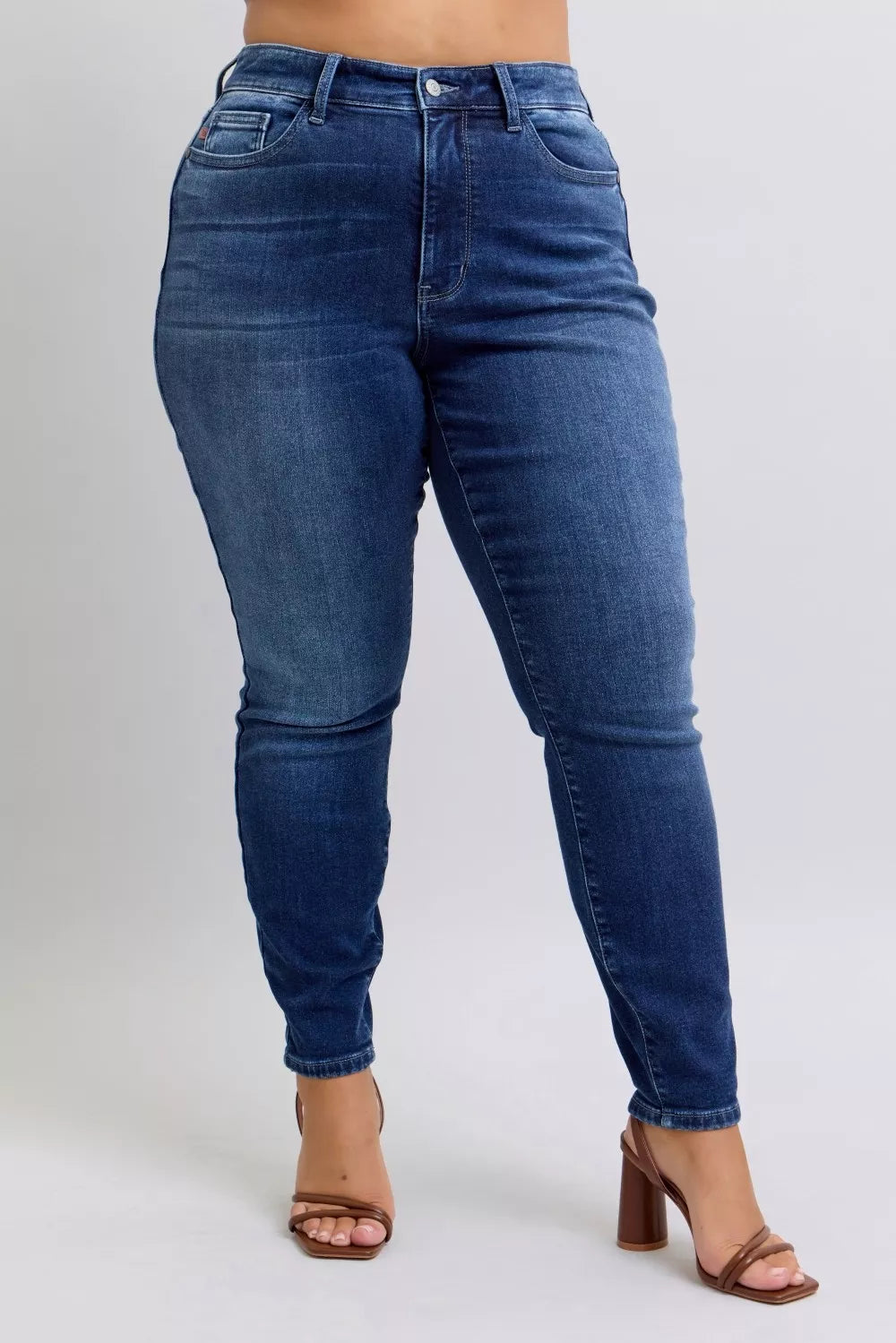 Judy Blue Full Size Washed Thermal Skinny Jeans Plus Size - cas7m