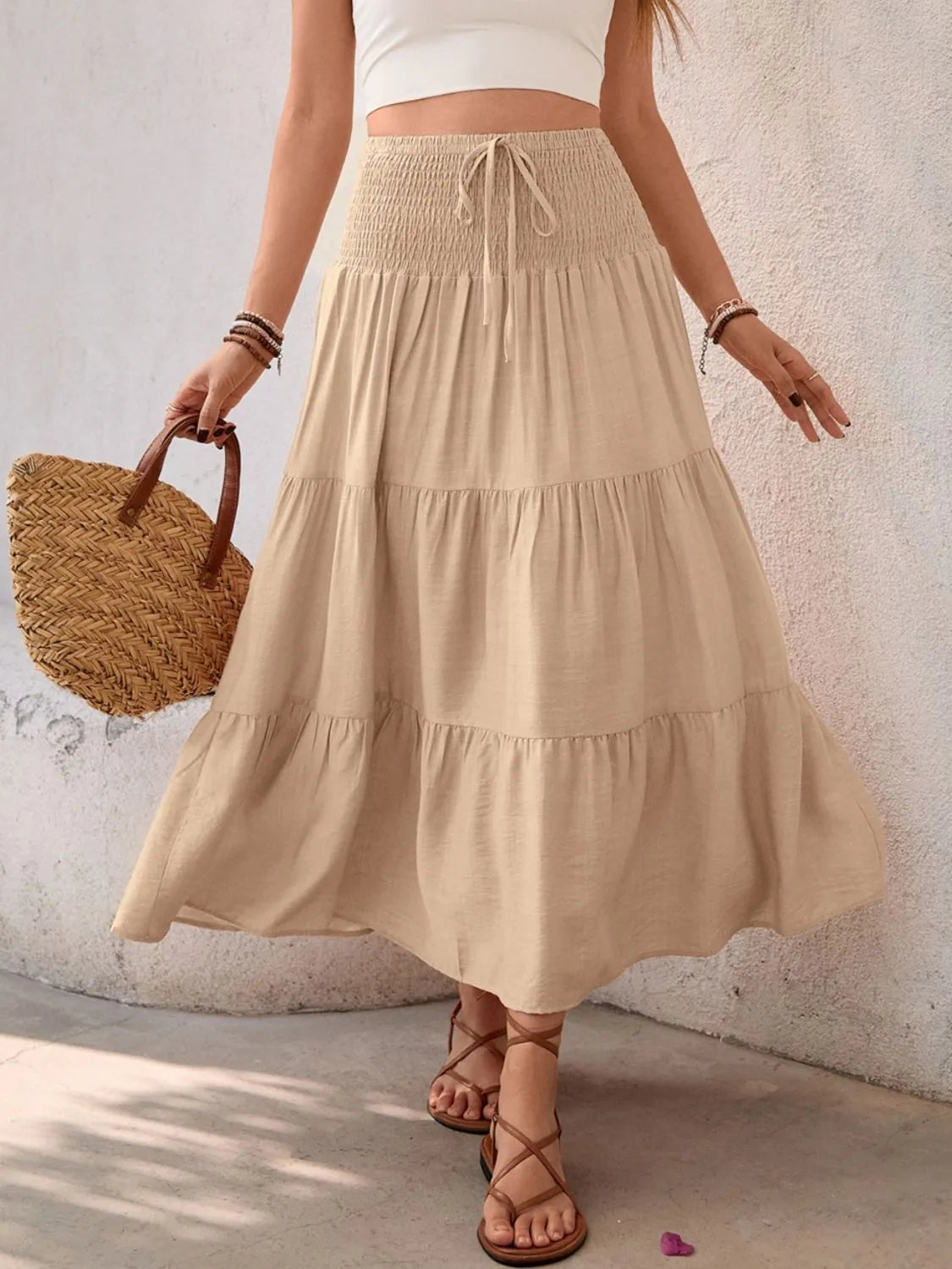 Smocked Tiered Skirt - cas7m