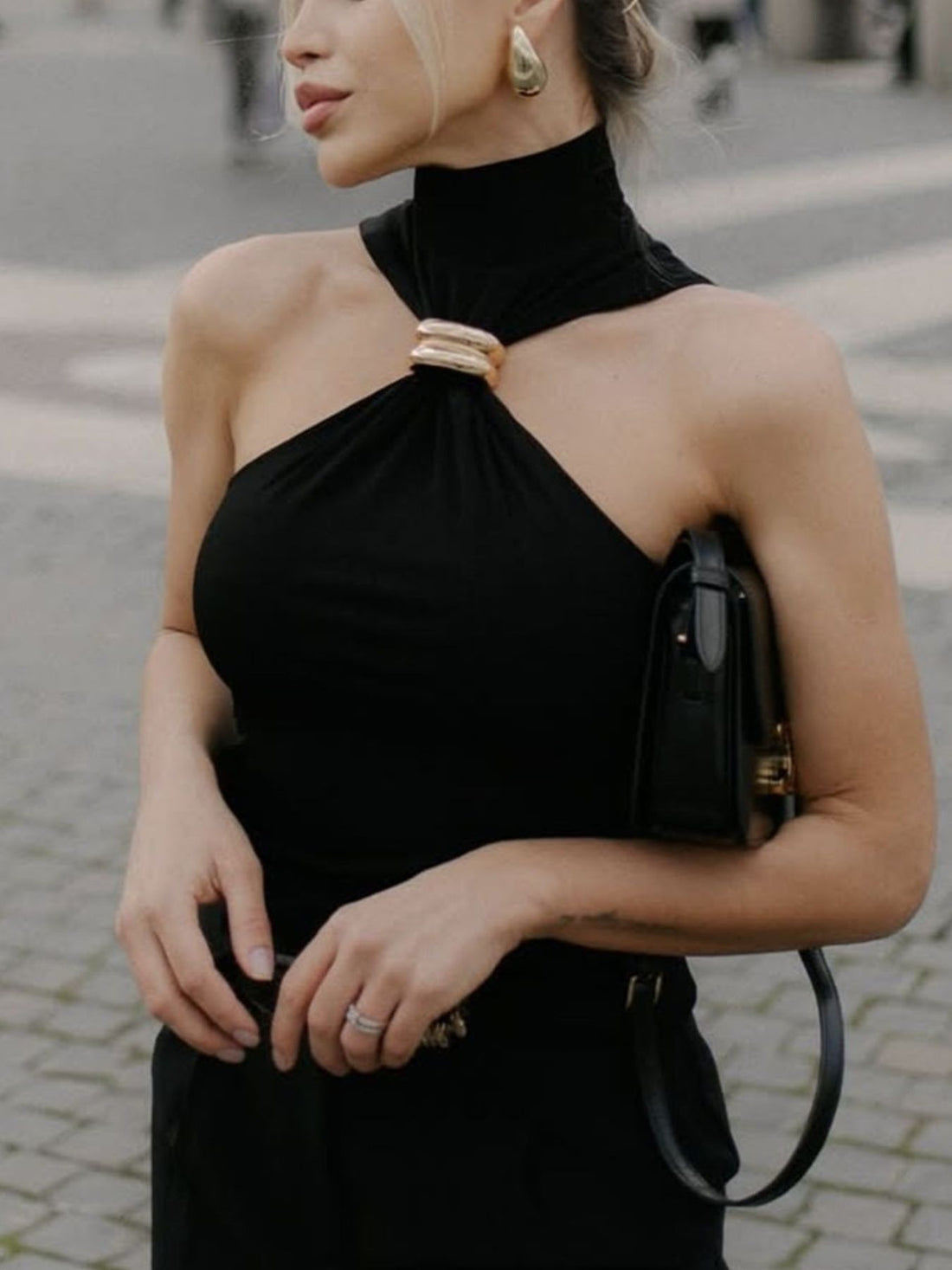 Ring Detail Turtleneck Tank - cas7m