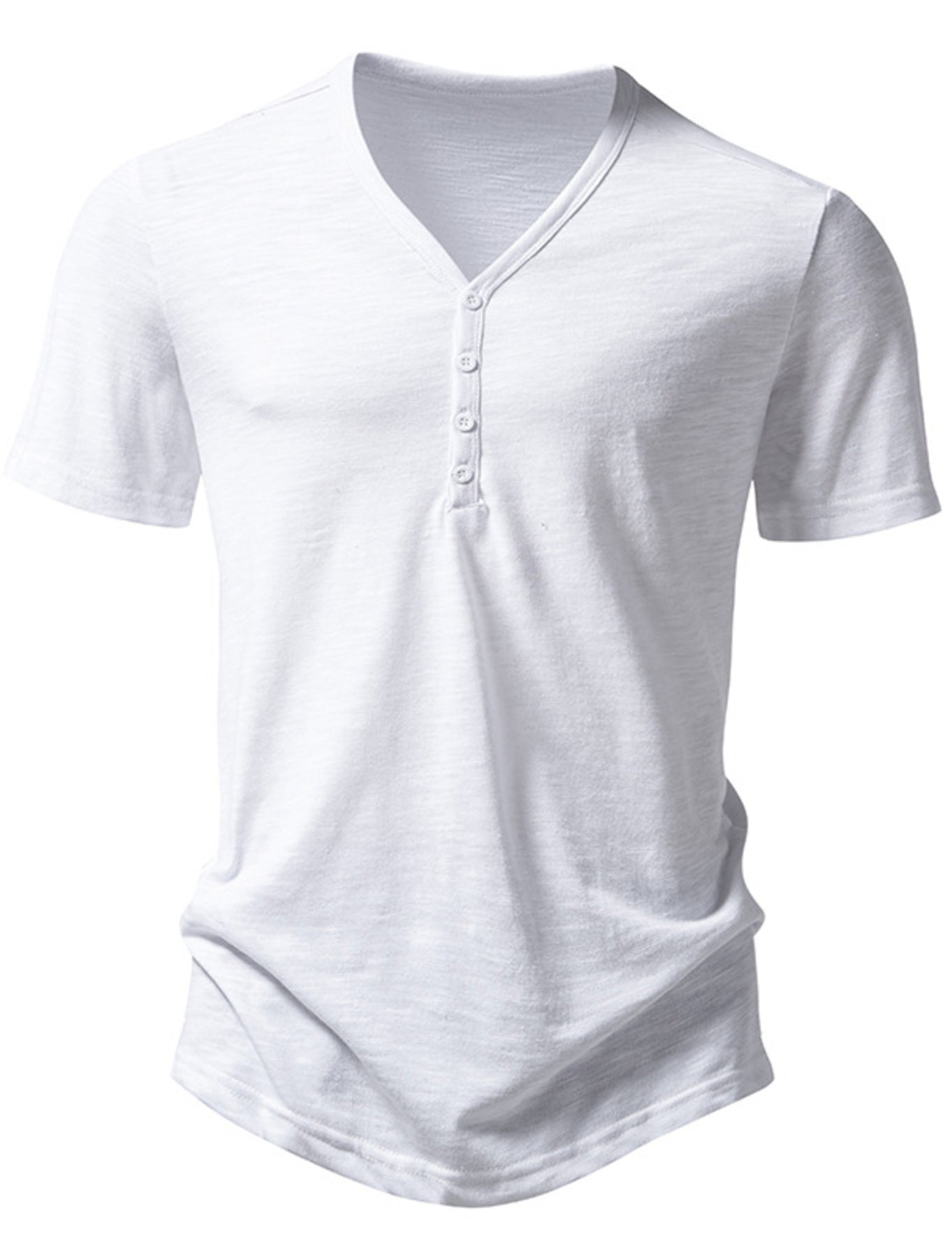 Men's Casual Button Detail T-Shirt - cas7m