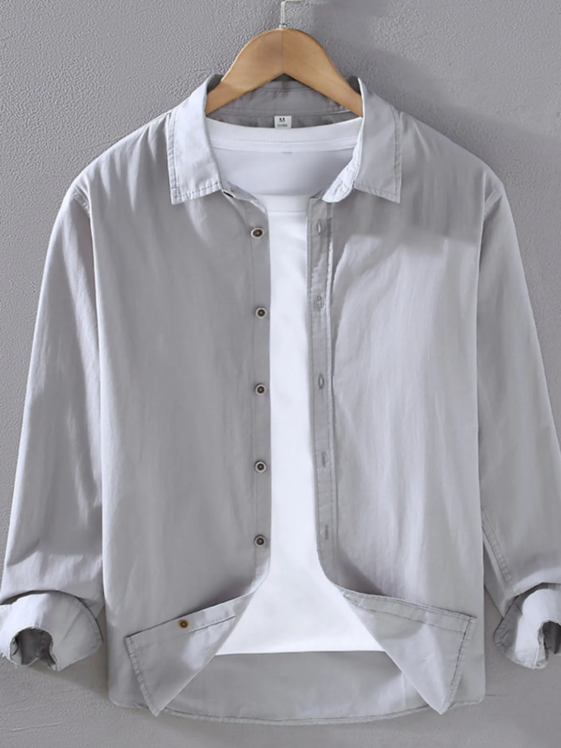 Men's Plus Size Long Sleeve Button-Up Shirt - cas7m