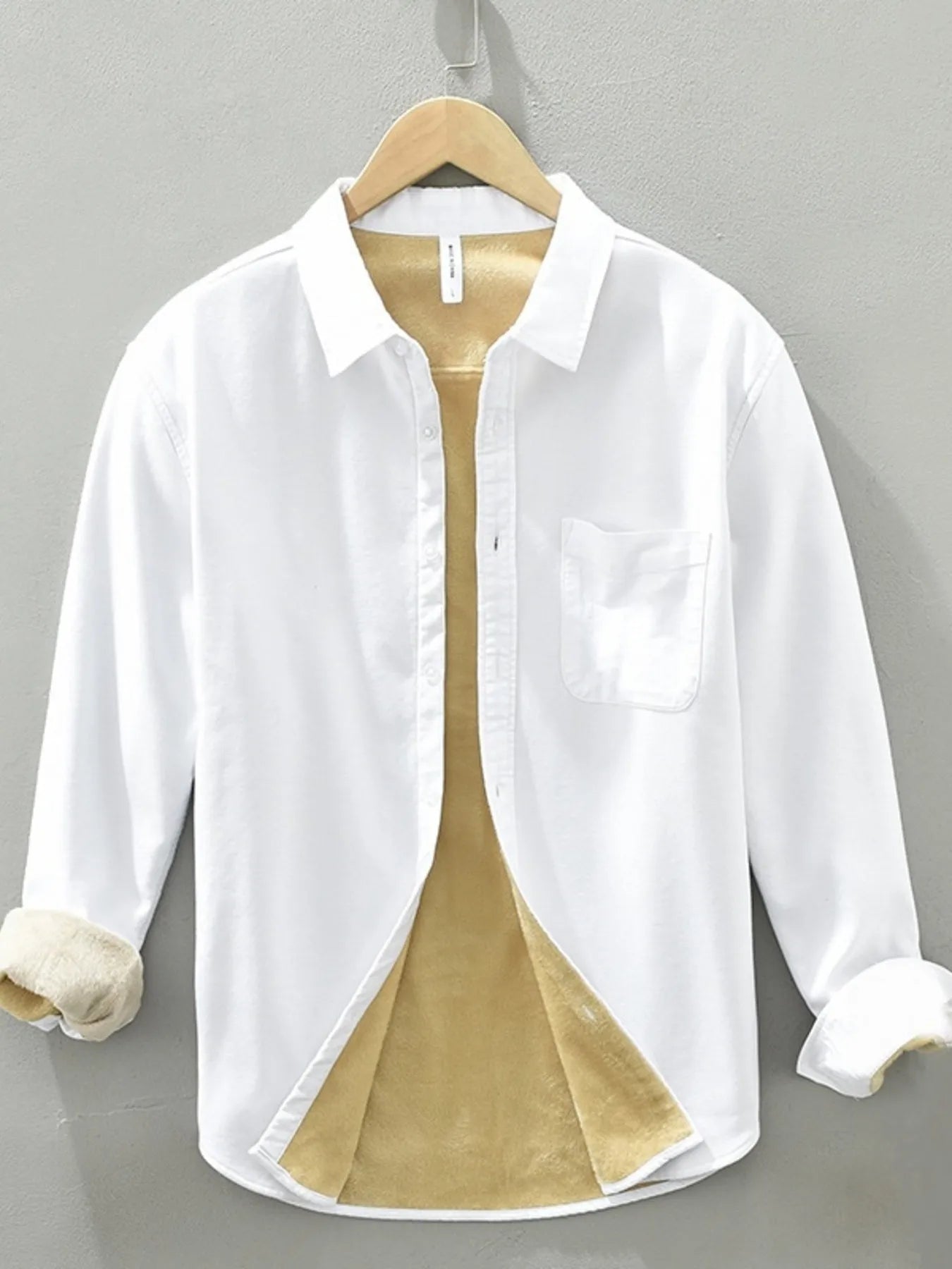 Men's Plus Size Button Up Long Sleeve Shirt - cas7m