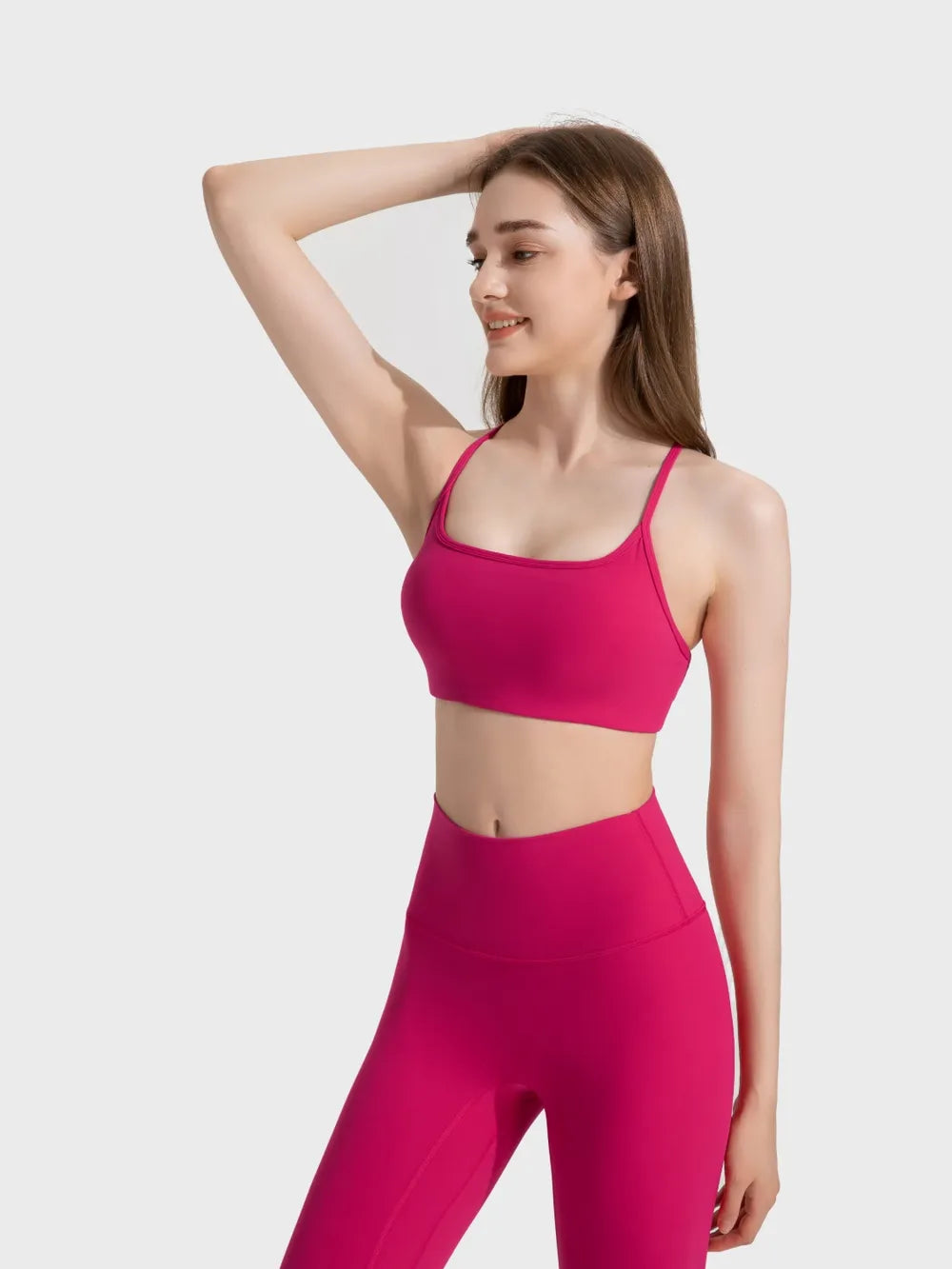 Millennia Crisscross Back Scoop Neck Active Cami with Detachable Chest Pads - cas7m