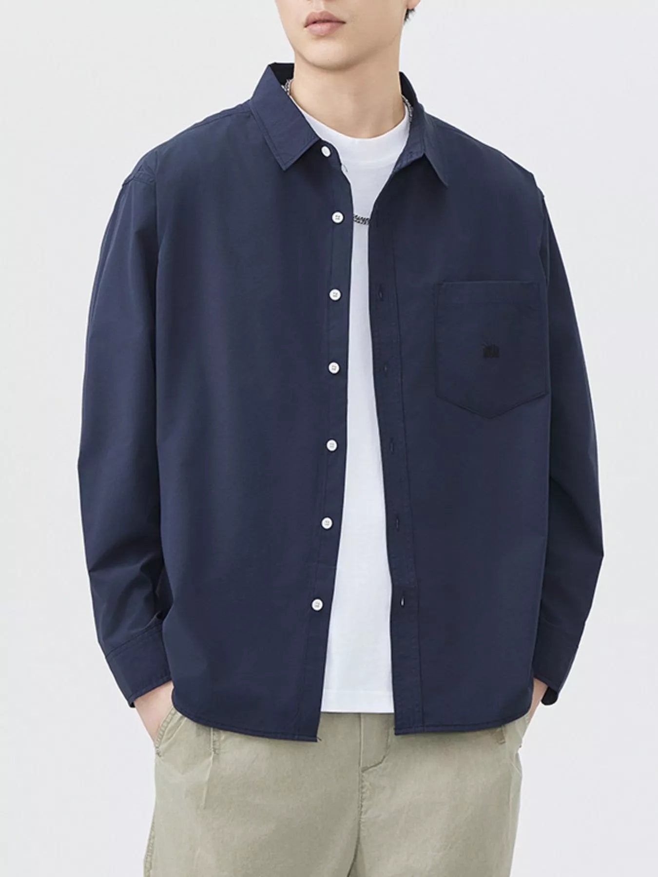 Men's Plus Size Button Up Long Sleeve Shirt - cas7m