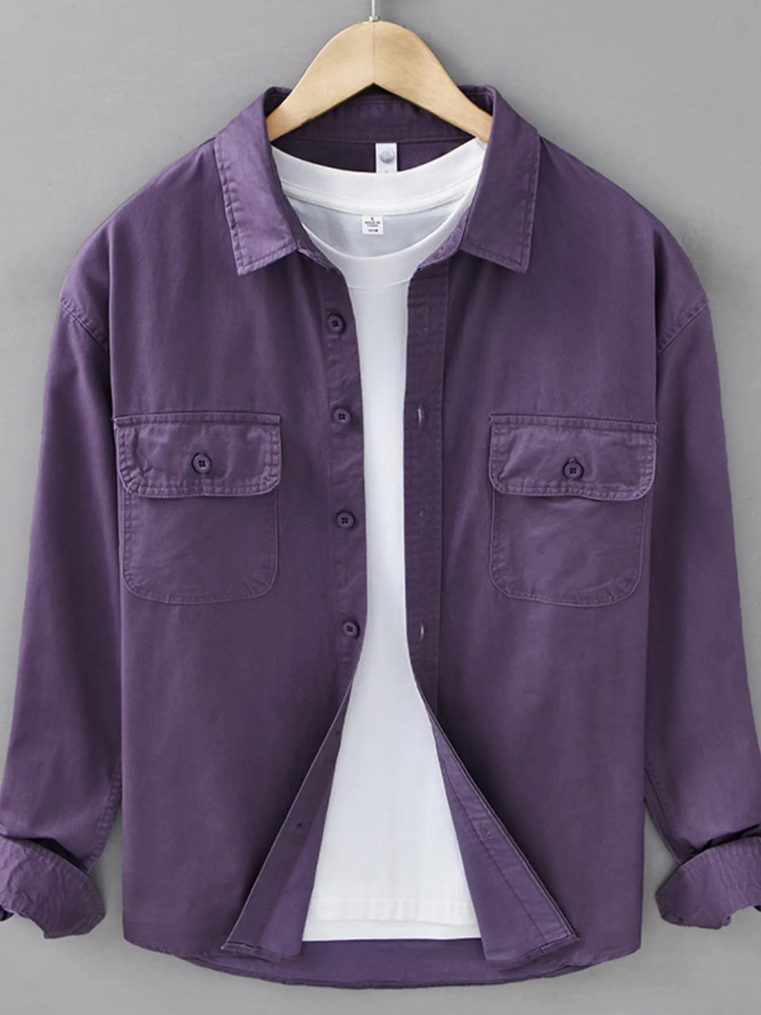 Men's Plus Size Button Up Long Sleeve Shirt - cas7m